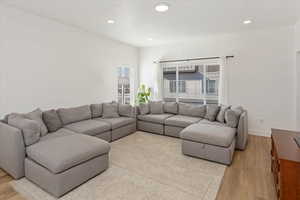 Living room featuring light wood-type flooring