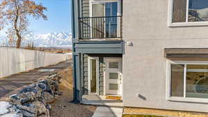 Doorway to property with a mountain view