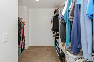 Walk in closet featuring carpet