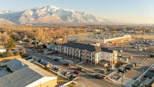 Aerial view featuring a mountain view