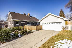 Exterior space with a garage