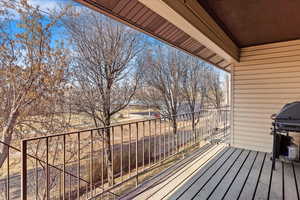 Wooden deck with area for grilling