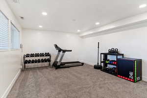 Exercise area with carpet