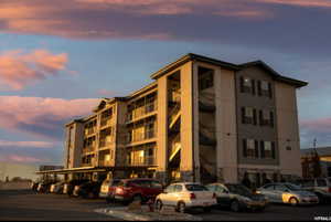 View of outdoor building at dusk