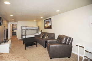 Interior space featuring a textured ceiling