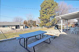 View of patio with grilling area