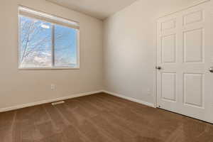 View of carpeted spare room