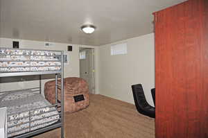 Bedroom with carpet