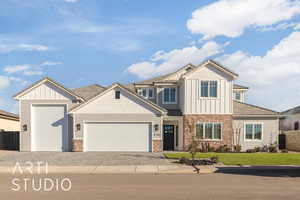 Craftsman house with a garage