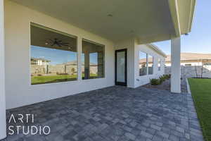 View of patio / terrace with ceiling fan