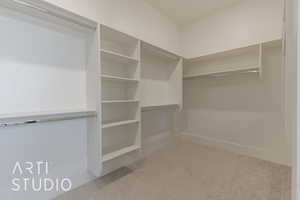 Walk in closet featuring carpet