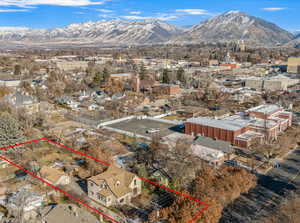 Drone / aerial view with a mountain view