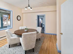 Dining space featuring light hardwood / wood-style flooring