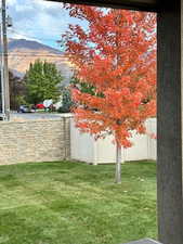 View of yard with a mountain view