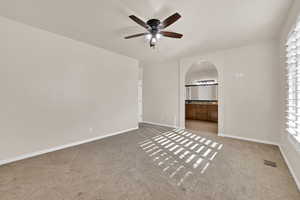 Interior space featuring ceiling fan