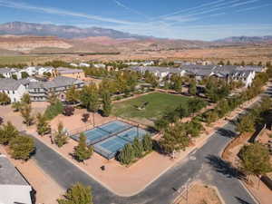 Aerial view featuring a mountain view