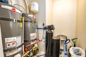 Utilities with strapped water heater & water softner