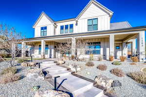 View of front of property featuring a porch