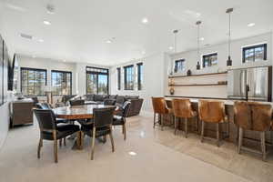 View of tiled dining space