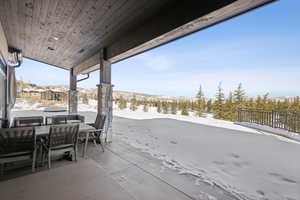 View of snow covered patio