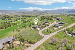 Drone / aerial view of a mountainous background