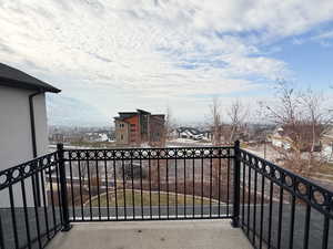 Balcony with a mountain view