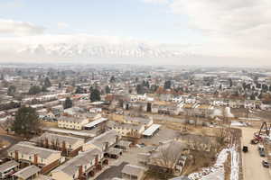 Aerial view featuring a mountain view