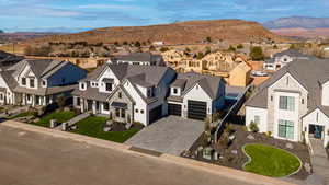 Aerial view featuring a mountain view