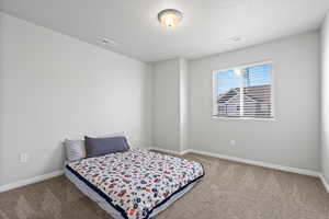 Bedroom featuring carpet floors