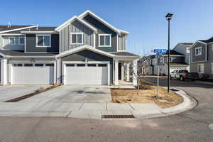 View of front of home with a garage