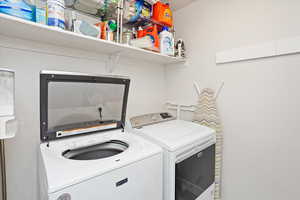 Washroom with washer and dryer