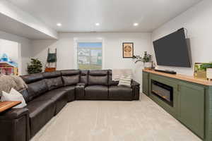 View of carpeted living room