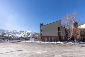 Exterior space featuring a mountain view