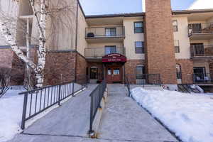 View of snow covered property