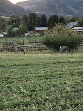 View of yard featuring a rural view and a mountain view