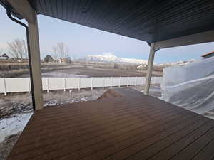 View of snow covered deck