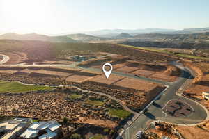 Aerial view featuring a mountain view on 17th hold of golf course