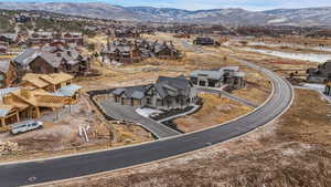 Aerial view featuring a mountain view