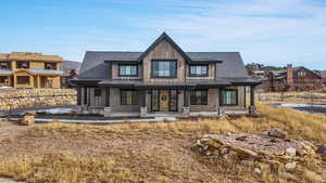 View of front of home featuring a porch