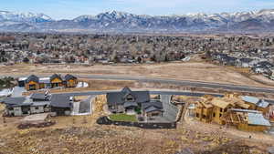 Aerial view featuring a mountain view