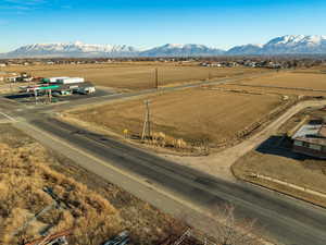 Aerial view with a mountain view and a rural view