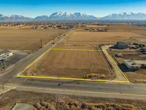 Aerial view with a mountain view and a rural view