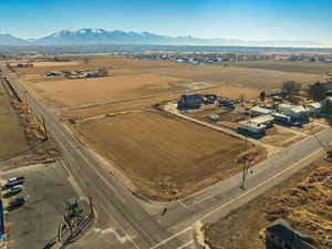 Aerial view featuring a mountain view and a rural view