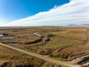 Drone / aerial view with a mountain view and a rural view