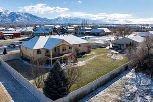 Drone / aerial view with a mountain view