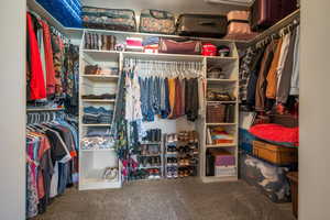 Spacious closet with carpet floors