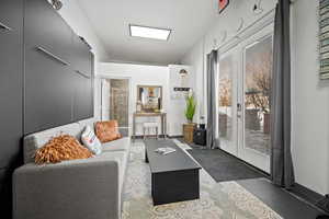 Living room with french doors