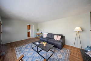 Living room with hardwood flooring