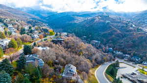 Bird's eye view with a mountain view