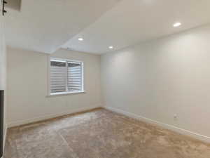 Unfurnished room with light carpet